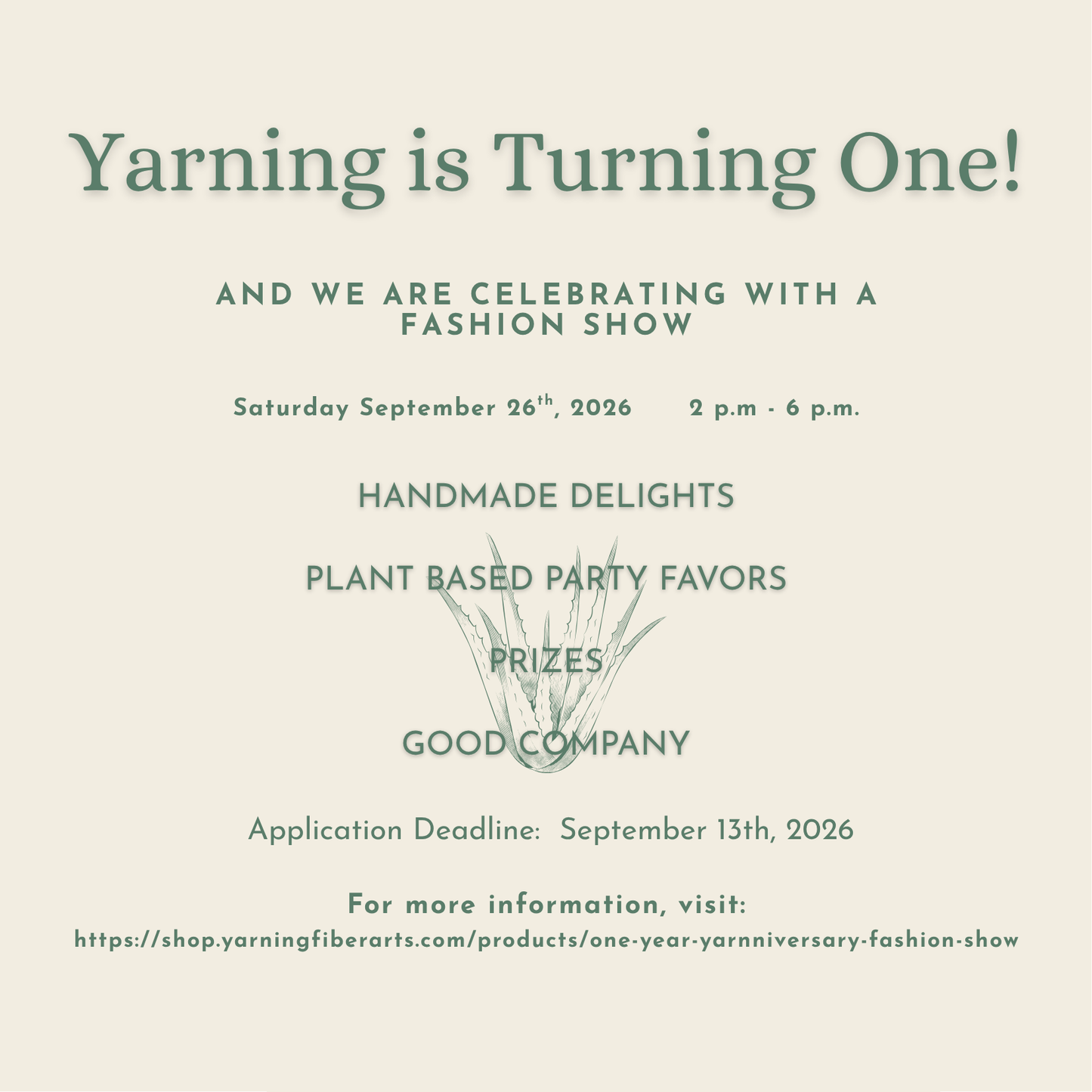 One Year Yarnniversary Fashion Show | Sept. 26 2-6PM
